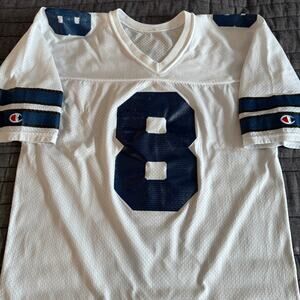 Vintage Champion NFL Dallas Cowboys Troy Aikman Mens 44 White Away Jersey Nylon